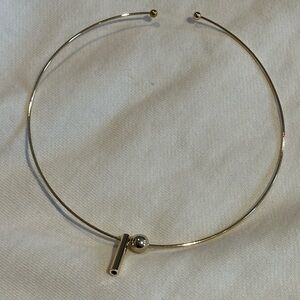 Minimalist Flexible Gold Collar Necklace with Bar and Ball Accent